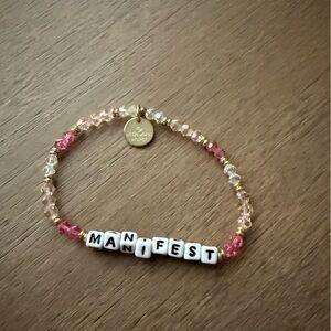 Little Words Project Manifest Beaded Bracelet with Pink and Gold Accents